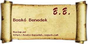 Boskó Benedek névjegykártya