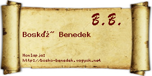 Boskó Benedek névjegykártya